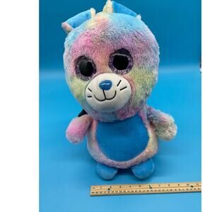Nanco Rainbow Plush Stuffed Animal 16" Pastel Tie Dye Big Eyes Toy